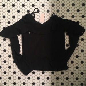 Anthro Black cold shoulder sweater